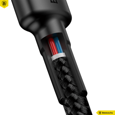 Baseus Cafule PD 2.0 USB-C – USB-C PD 2.0, QC 3.0 kábel, 60 W, 2 m (fekete-szürke)