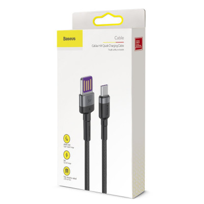 Baseus Cafule USB-USB-C kábel Huawei SuperCharge, QC 3.0, 5A 1m, fekete-szürke