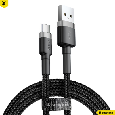 Baseus Cafule USB-C gyors adat/töltőkábel 2A, 3m - Fekete/Szürke