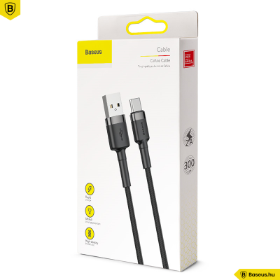 Baseus Cafule USB-C gyors adat/töltőkábel 2A, 3m - Fekete/Szürke