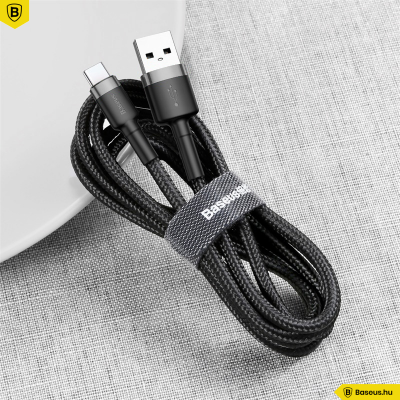 Baseus Cafule USB-C gyors adat/töltőkábel 2A, 3m - Fekete/Szürke