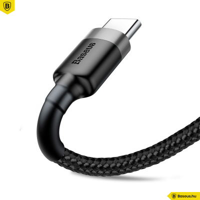 Baseus Cafule USB-C gyors adat/töltőkábel 2A, 3m - Fekete/Szürke