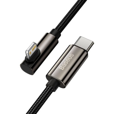 Baseus Legend Series USB-C és Lightning derékszögű kábel, PD, 20 W, 2 m, fekete