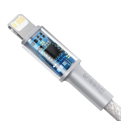Baseus USB-C, nagy sűrűségű fonott kábel, Lightning, 20 W, 5 A, PD, 1 m, fehér