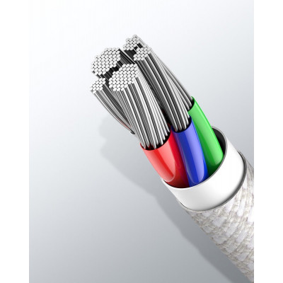 Baseus USB-C, nagy sűrűségű fonott kábel, Lightning, 20 W, 5 A, PD, 1 m, fehér