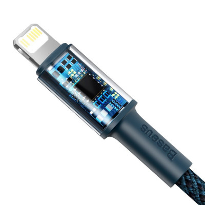 Baseus USB-C kábel Lightning, nagy sűrűségű fonott, 20 W, 5 A, PD, 1 m, kék