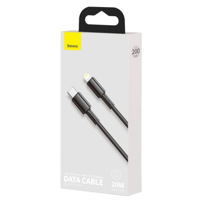 Baseus USB-C és Lightning kábel, 20 W, 5 A, PD, 2 m, fekete