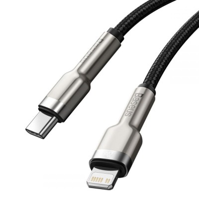 Baseus Cafule Series Metal USB-C - Lightning kábel, PD 20W 25cm fekete
