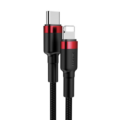Baseus Cafule USB-C – Lightning PD kábel, 18 W, 1 m, fekete-piros