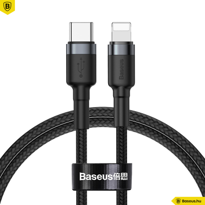 Baseus Type-C/iPhone PD adat/töltőkábel 18W 1m Cafule - Szürke/Fekete