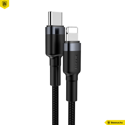 Baseus Type-C/iPhone PD adat/töltőkábel 18W 1m Cafule - Szürke/Fekete