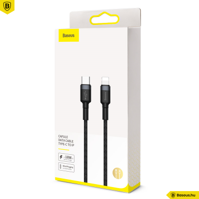Baseus Type-C/iPhone PD adat/töltőkábel 18W 1m Cafule - Szürke/Fekete
