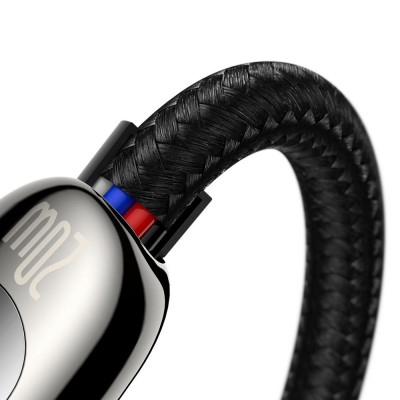 Baseus USB-C-Lightning kijelzőkábel, PD, 20 W, 1 m, fekete