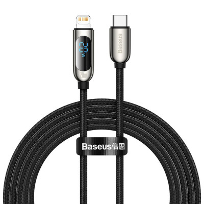 Baseus USB-C-Lightning kijelzőkábel, PD, 20 W, 2 m, fekete