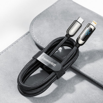 Baseus USB-C-Lightning kijelzőkábel, PD, 20 W, 2 m, fekete
