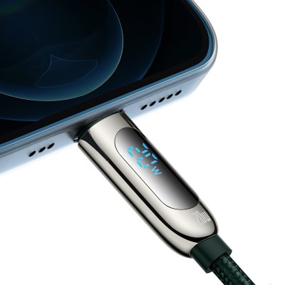 Baseus USB-C-Lightning kijelzőkábel, PD, 20 W, 2 m, zöld