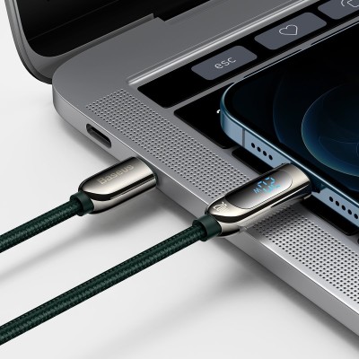 Baseus USB-C-Lightning kijelzőkábel, PD, 20 W, 2 m, zöld