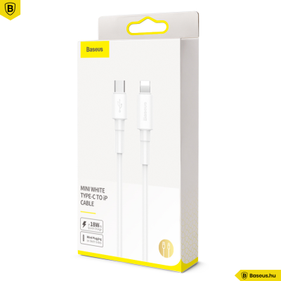 Baseus Type-C/Lightning PD 18W gyors adat/töltőkábel Mini - Fehér
