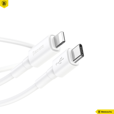 Baseus Type-C/Lightning PD 18W gyors adat/töltőkábel Mini - Fehér