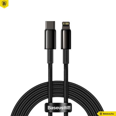 Baseus Tungsten Gold Type-C/Lightning PD 20W gyors adat/töltő kábel 2m - Fekete