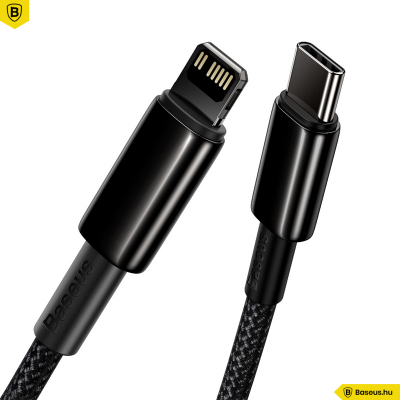 Baseus Tungsten Gold Type-C/Lightning PD 20W gyors adat/töltő kábel 2m - Fekete