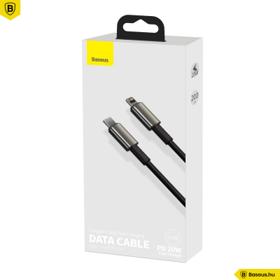 Baseus Tungsten Gold Type-C/Lightning PD 20W gyors adat/töltő kábel 2m - Fekete