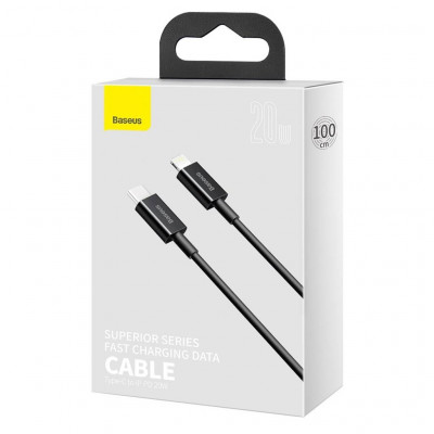 Baseus Superior USB-C / Lightning kábel, 20 W, PD, 1 m, fekete