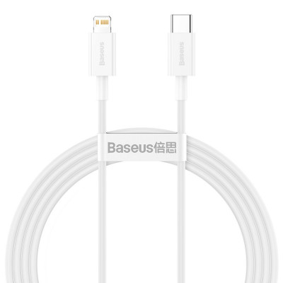 Baseus USB-C kábel Lightning Superior sorozat, 20 W, PD, 1,5 m, fehér