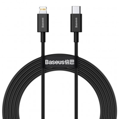 Baseus USB-C kábel Lightning Superior, 20 W, PD, 2 m, fekete