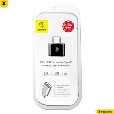 Baseus USB/Type-C átalakító Adapter  - Fekete