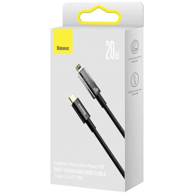 Baseus Explorer USB-C-Lightning kábel, 20W, 1m (fekete)