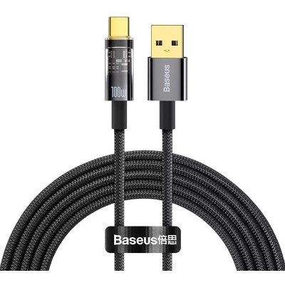 Baseus Explorer USB-USB-C kábel, 100W, 2 m (Fekete)