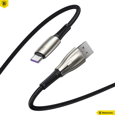 Baseus Water Drop USB-C adat/töltőkábel 66W 6A 1m - Fekete