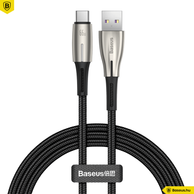 Baseus Water Drop USB-C adat/töltőkábel 66W 6A 1m - Fekete