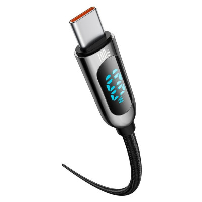 Baseus Display USB-C – USB-C kábel, kijelzővel, 100 W, 1 m, fekete
