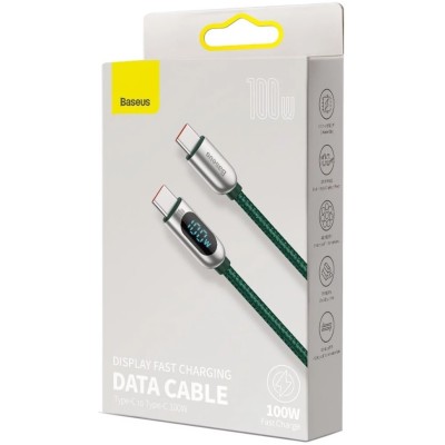 Baseus Display USB-C - USB-C kábel, 100W, 1 m, zöld