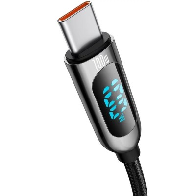 Baseus Cafule kábel kijelzővel USB-C - USB-C, 100W, 2m, fekete