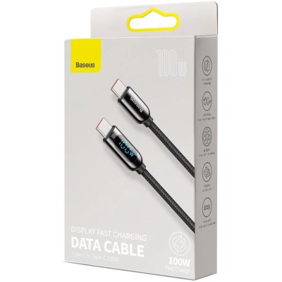 Baseus Cafule kábel kijelzővel USB-C - USB-C, 100W, 2m, fekete