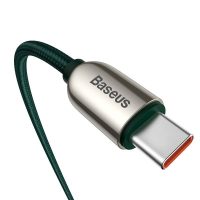 Baseus Cafule USB-C - USB-C kábel, 100W (20V / 5A) tápellátás kijelzős teljesítménymérővel, 2m, zöld