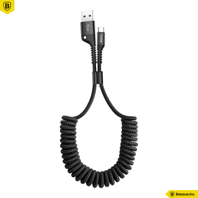 Baseus Fish Eye USB-C rugós adat/töltőkábel 23cm-1m-ig - Fekete