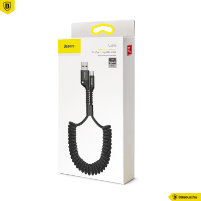 Baseus Fish Eye USB-C rugós adat/töltőkábel 23cm-1m-ig - Fekete