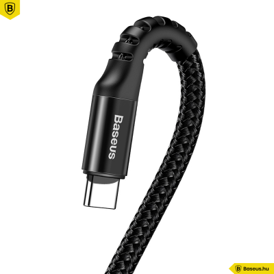 Baseus Fish Eye USB-C rugós adat/töltőkábel 23cm-1m-ig - Fekete