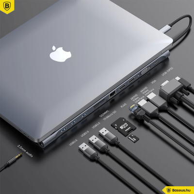 Baseus Enjoyment 11 az 1-ben USB3.0 C típusú notebook HUB adapter 