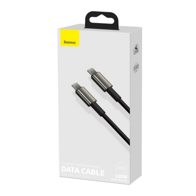 Baseus Tungsten Gold USB-C-USB-C kábel, 100 W, 1 m, fekete