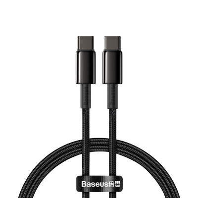 Baseus Tungsten Gold USB-C USB-C kábel, 100 W, 2 m, fekete