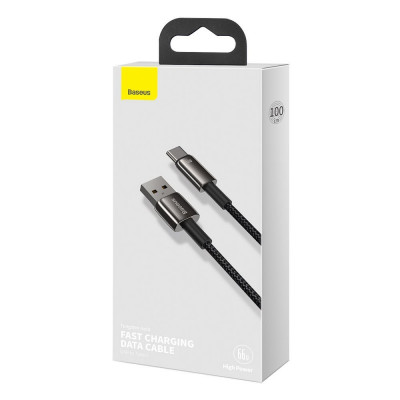 Baseus USB-USB-C kábel Tungsten Gold, 66 W, 2 m, fekete