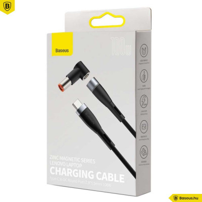 Baseus Lenovo laptop töltőkábel Type-C/DC kerek port (7,9 x 5,5 mm) 100W PD 2m - Fekete