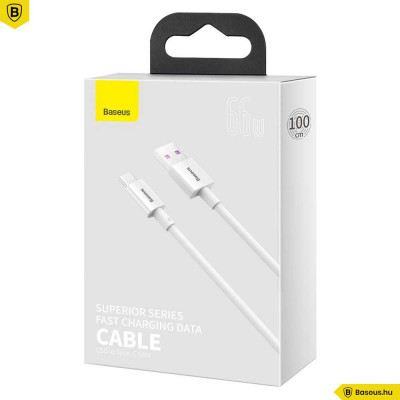 Baseus Superior Type-C gyors adat/töltőkábel 66W 1m - Fehér
