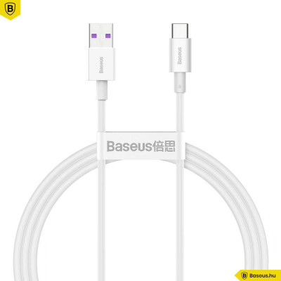 Baseus Superior Type-C gyors adat/töltőkábel 66W 1m - Fehér