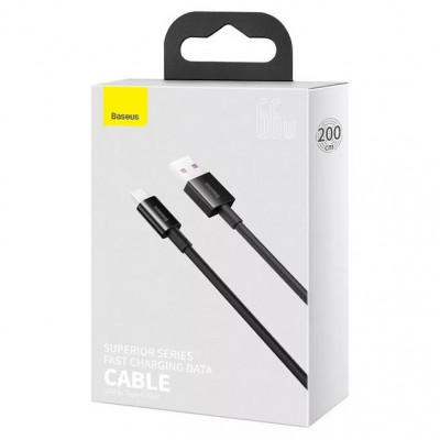 Baseus Superior sorozatú kábel USB-USB-C, 66 W, 2 m, fekete